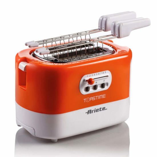 Immagine di Ariete 159 Toastime - Tostapane con Pinze per 2 fette di pane - 9 Gradi di Doratura - 700 Watt - Bianco e Arancio