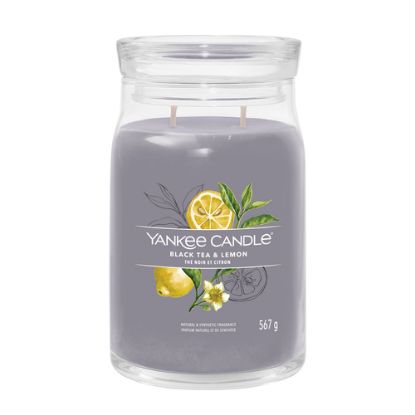 Immagine di Yankee Candle Signature candela di cera Cilindro Black tea (leaf), Limone Grigio 1 pz