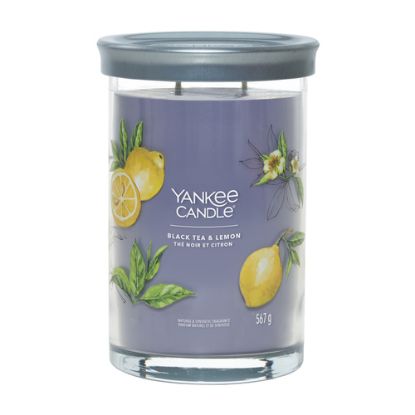 Immagine di Yankee Candle Black Tea & Lemon candela di cera Cilindro Grigio 1 pz