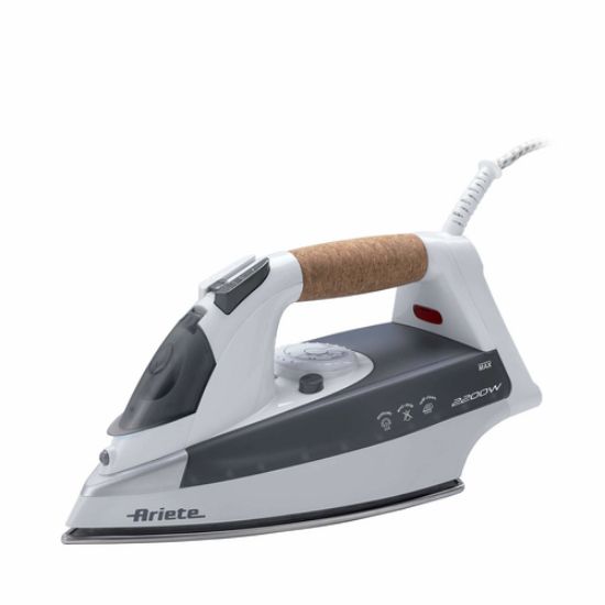 Immagine di Ariete Steam Iron 6232 Grey - Ferro da stiro con piastra Acciaio Inox - manico in sughero - serbatoio 300 ml - 2200 Watt - Bianco e grigio