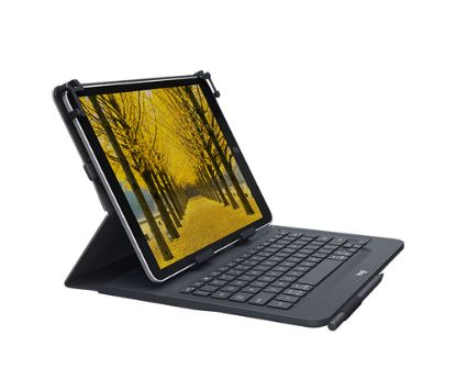 Immagine di Logitech Universal Folio Cover iPad o Tablet con Tastiera Bluetooth Wireless, Per la maggior parte dei tablet da 9-10", iOS, ‎Android, Windows, ‎Italiano Qwerty, Nero