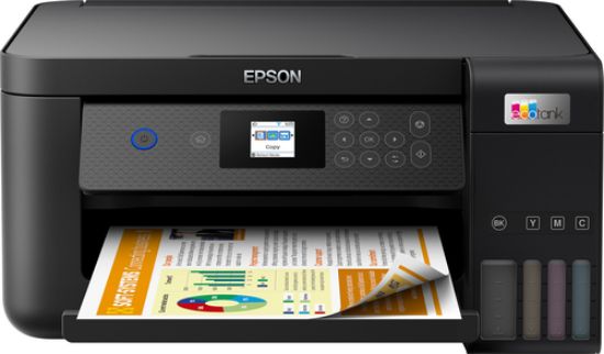 Immagine di Epson EcoTank ET-2850 stampante multifunzione inkjet 3-in-1 A4, serbatoi ricaricabili alta capacità, 5 flaconi inclusi pari a 14000pag B/N 5200pag colore, Wi-FI Direct, USB