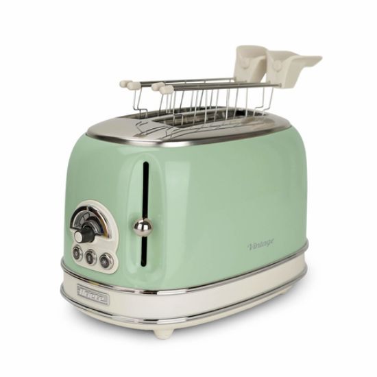 Immagine di Ariete 155 Tostapane Vintage 2 fette di pane - con pinze - 6 livelli di tostatura - 810 Watt- Acciaio Inox - Linea Vintage - Verde