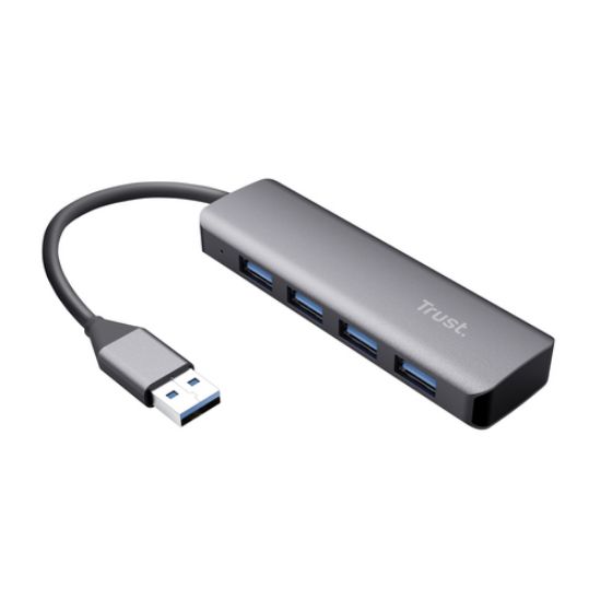 Immagine di Trust Halyx Aluminium 4-Port USB 3.2 Hub USB 3.2 Gen 1 (3.1 Gen 1) Micro-B Grigio