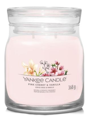 Immagine di Yankee Candle Pink Cherry & Vanilla candela di cera Cilindro Mandorla, Ciliegia (frutto), Vaniglia Rosa 1 pz