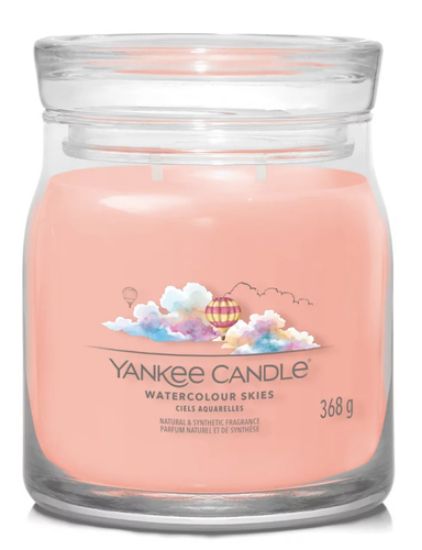 Immagine di Yankee Candle Watercolour Skies candela di cera Cilindro Lana Cashmere, Giacinto, Muschio Rosa 1 pz