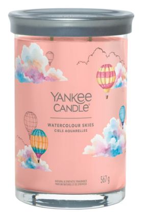 Immagine di Yankee Candle Watercolour Skies candela di cera Cilindro Lana Cashmere, Giacinto, Muschio Rosa 1 pz