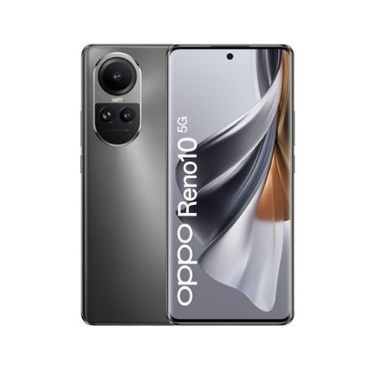 Immagine di OPPO Reno RENO10 Smartphone 5G, AI Tripla fotocamera 64+32+8MP, Selfie 32MP, Display 6.7" 120HZ AMOLED, 5000 mAh, RAM 8GB (Esp. fino 16GB) + ROM 256GB, [Versione Italia], Colore Silvery Grey