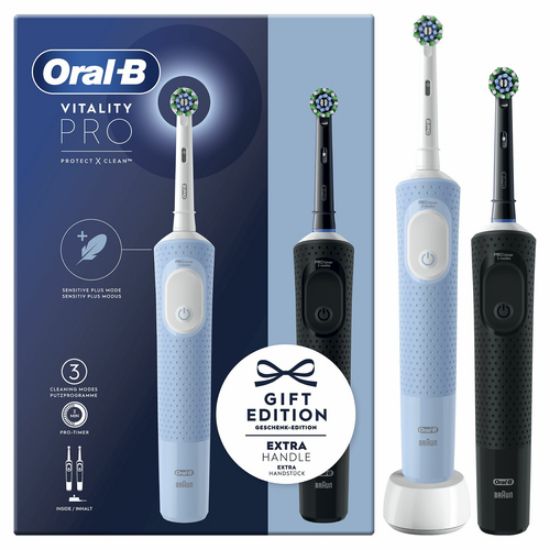 Immagine di Oral-B Vitality Pro Duo Adulto Spazzolino rotante-oscillante Nero, Blu, Bianco