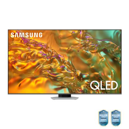 Immagine di Samsung Q80D TV QLED 4K 55” QE55Q80DATXZT Smart TV Wi-Fi Eclipse Silver 2024, Processore NQ4 AI GEN2, 4K AI Upscaling, Simple Chamfer Design, Dolby Atmos