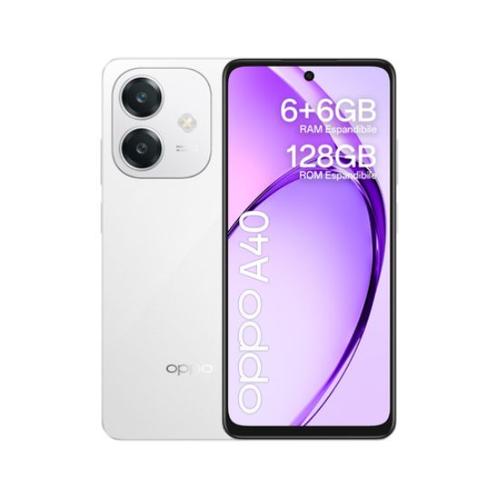 Immagine di OPPO A40 Smartphone, Fotocamera AI 50MP, Selfie 5MP, Display 6.67” 90HZ LCD HD+, 5100mAh, RAM 12 GB (6+6) + ROM 128GB, IP54, [Versione Italia], Starlight White