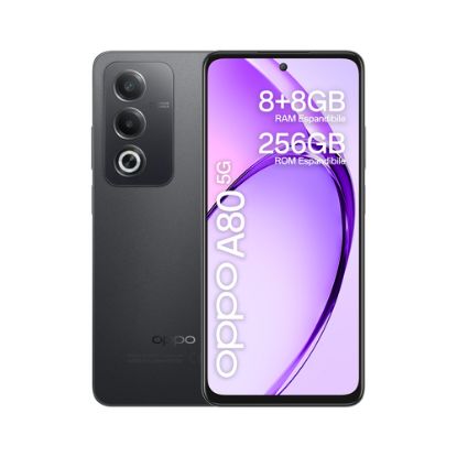 Immagine di OPPO A80 5G Smartphone, AI Doppia Fotocamera 50+2MP, Selfie 8MP, Display 6.67” 120HZ LCD HD+, 5100mAh, RAM 16 GB (8+8) + ROM 256GB, IP54, [Versione Italia], Starry Black