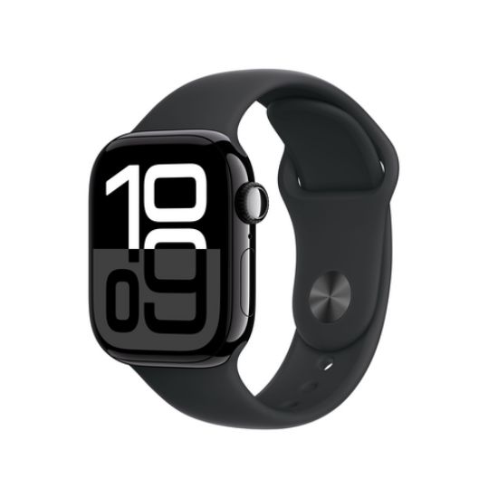 Immagine di Apple Watch Series 10 Serie 10 GPS 42mm Cassa in Alluminio color Jet Black con Nero Sport Band - S/M