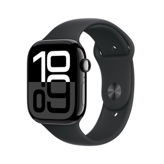 Immagine di Apple Watch Series 10 Serie 10 GPS 46mm Cassa in Alluminio color Jet Black con Nero Sport Band - M/L