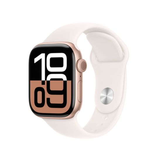 Immagine di Apple Watch Series 10 Serie 10 GPS 42mm Cassa in Alluminio color Oro Rosa con Light Blush Sport Band - S/M