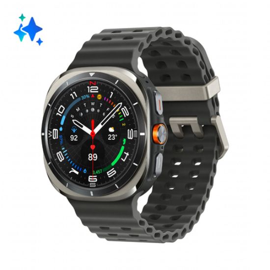 Immagine di Samsung Galaxy Watch Ultra Smartwatch Galaxy AI, Resistenza estrema, Batteria a lunga durata, Sirena di emergenza, LTE, Cassa in titanio di grado aerospaziale 47mm Titanium Silver