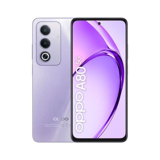 Immagine di OPPO A80 5G Smartphone, AI Doppia Fotocamera 50+2MP, Selfie 8MP, Display 6.67” 120HZ LCD HD+, 5100mAh, RAM 16 GB (8+8) + ROM 256GB, IP54, [Versione Italia], Moonlight Purple